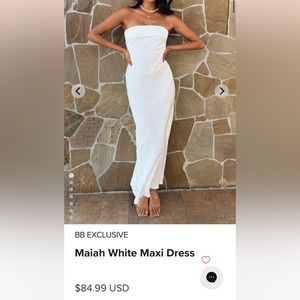 Beginning Boutique Strapless White Satin Dress